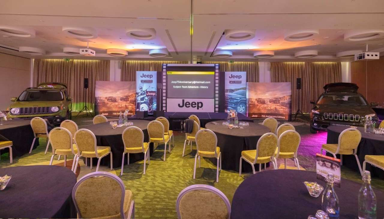Room set up for Jeep presentation