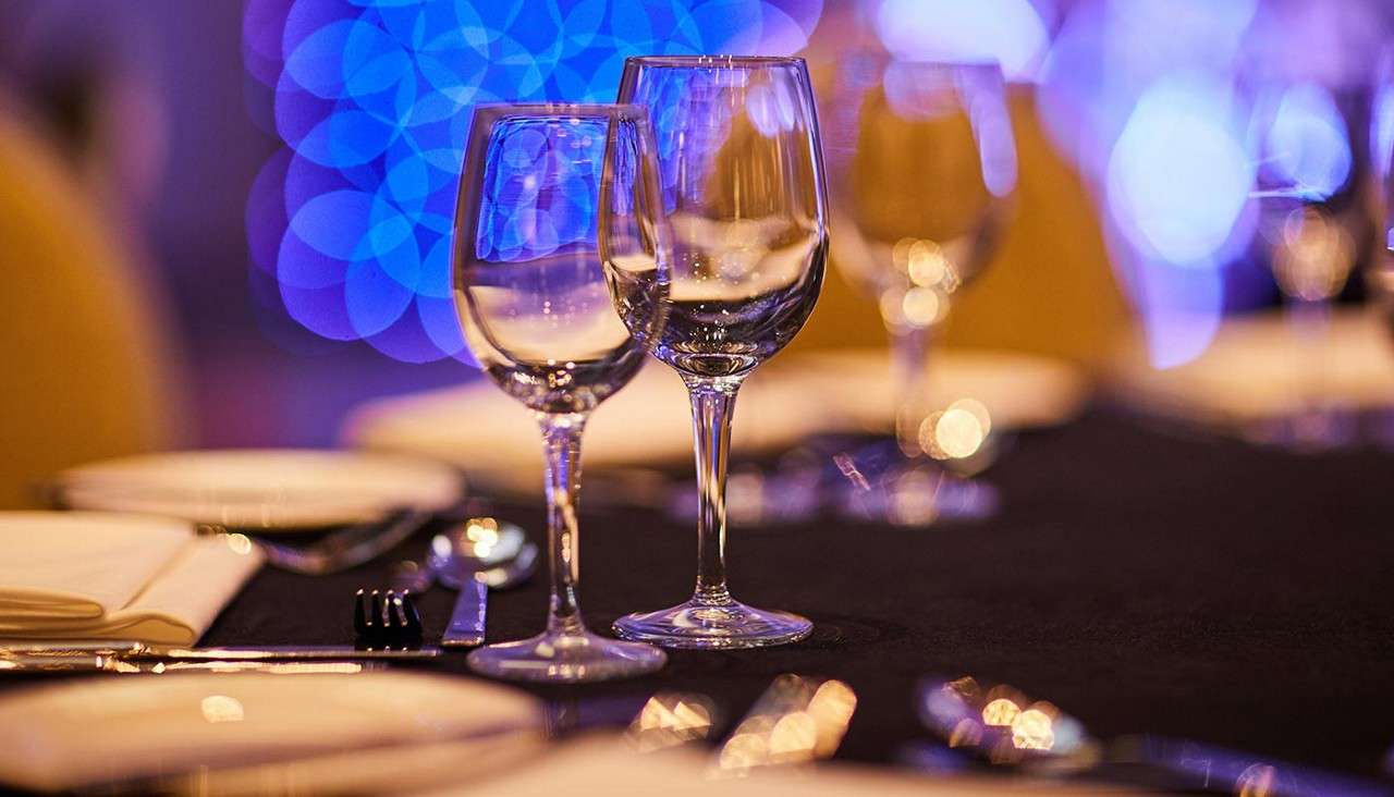 Wine glasses on table