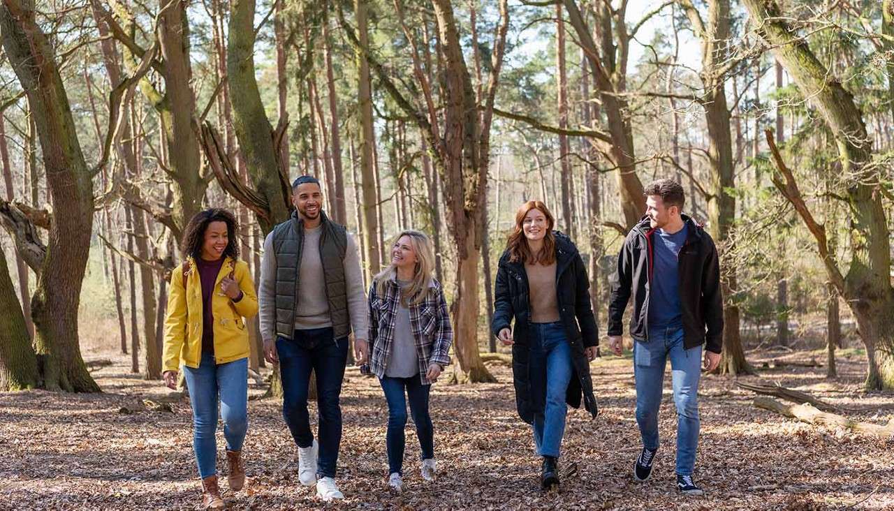 Day delegates walking through the forest 