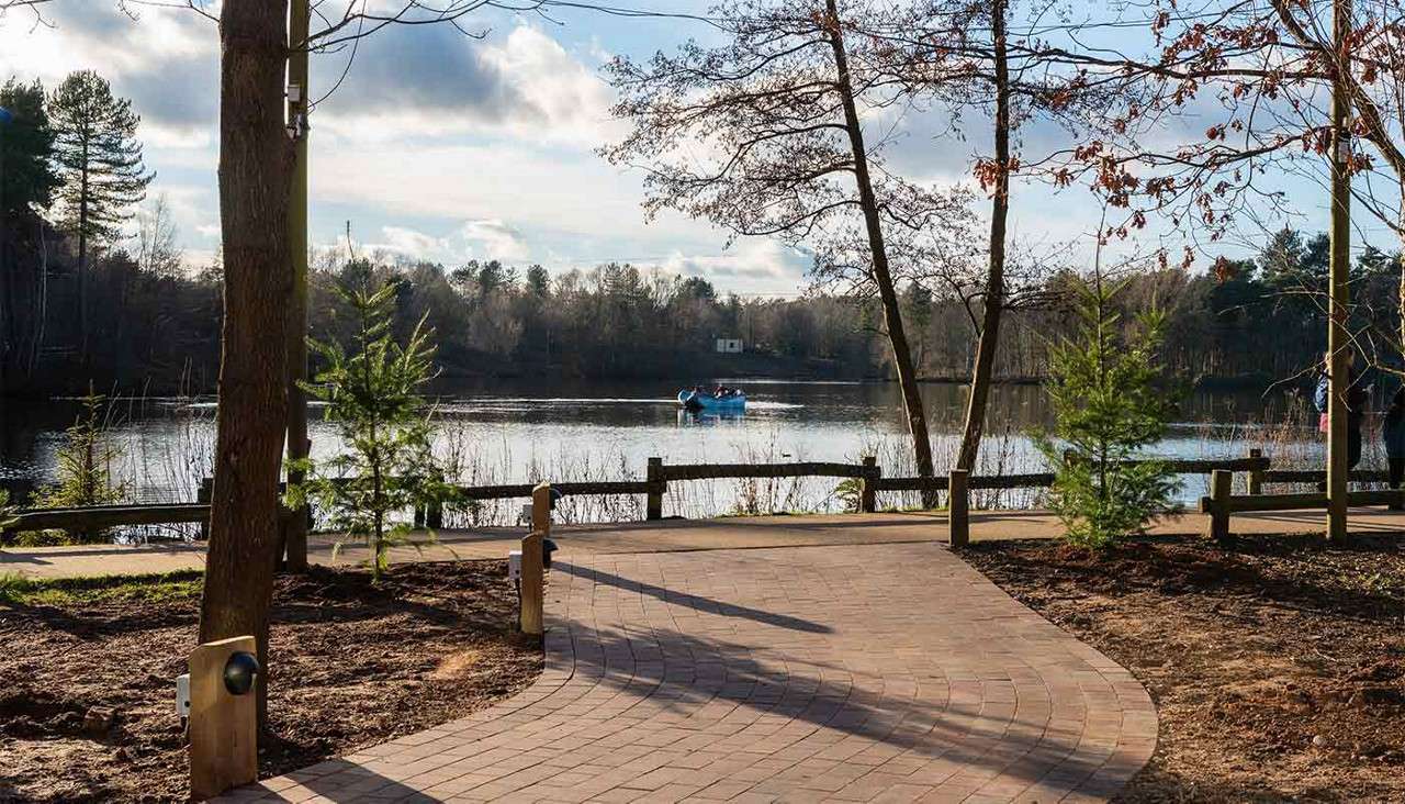Pathway in front of the venue overlooking the lake.