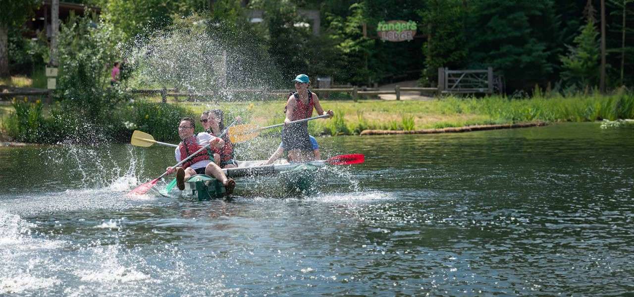 Delegates on a kayak.