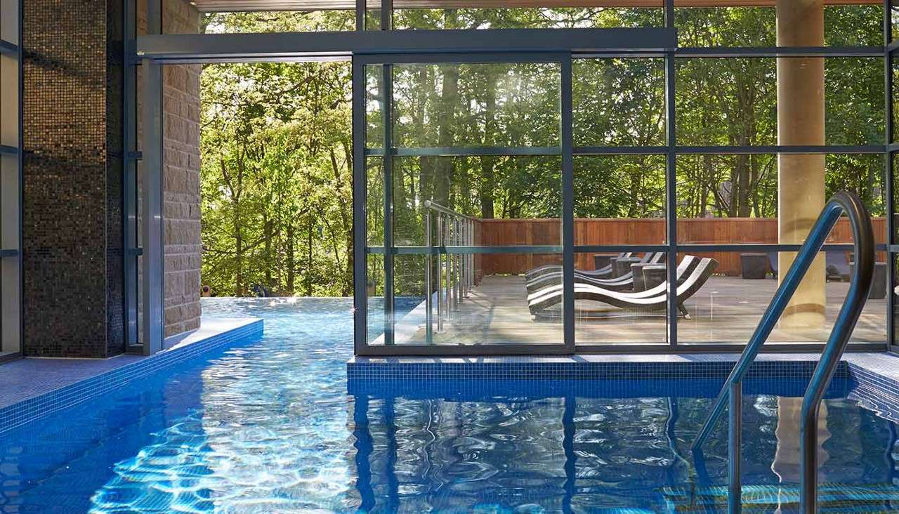 Outdoor pool in Aqua Sana Forest Spa at Woburn Forest