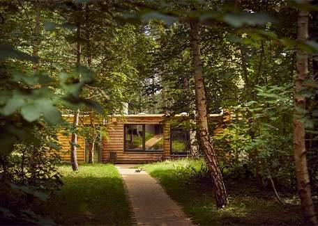 Lodge in the forest.